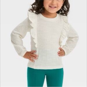 Cat & Jack Toddler Girls Two Piece Set Cream and Green
